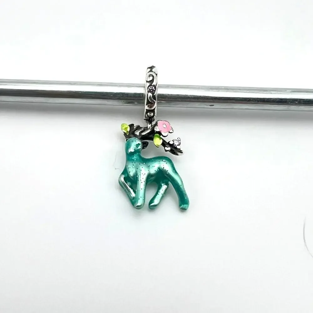 NEW Glow-in-the-Dark Floral Stag Deer Charm for European Bracelet